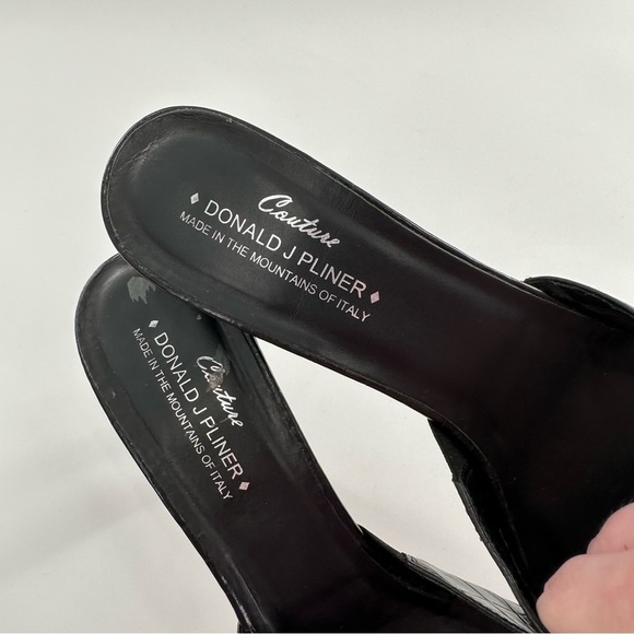 Donald J Pliner couture heel 8 black Italian leather tortoise print vintage 90s - Picture 11 of 13